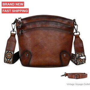 Leather Crossbody Bag with Multiple Pockets Adjustable Straps Travel Purse